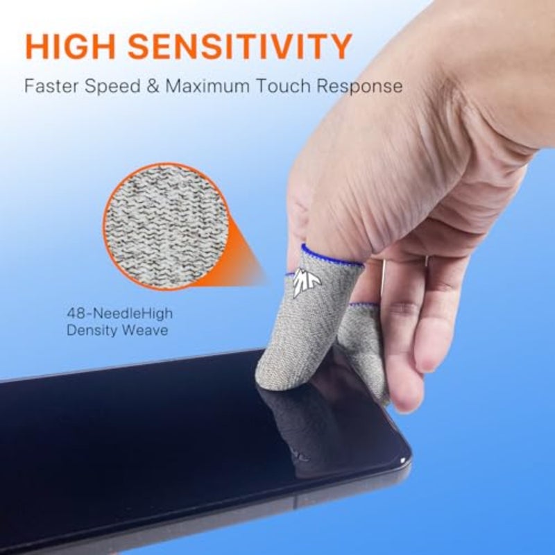JWH Ultra-Thin Silver Fiber Gaming Finger Sleeves, White Thumb Sleeves Mobile Gaming Cots, 6 Pack Gaming Finger Gloves for PUBG, Tightly Woven Wire, Silky and Sweat-Proof, Fundas para Dedos Gamer - Image 3