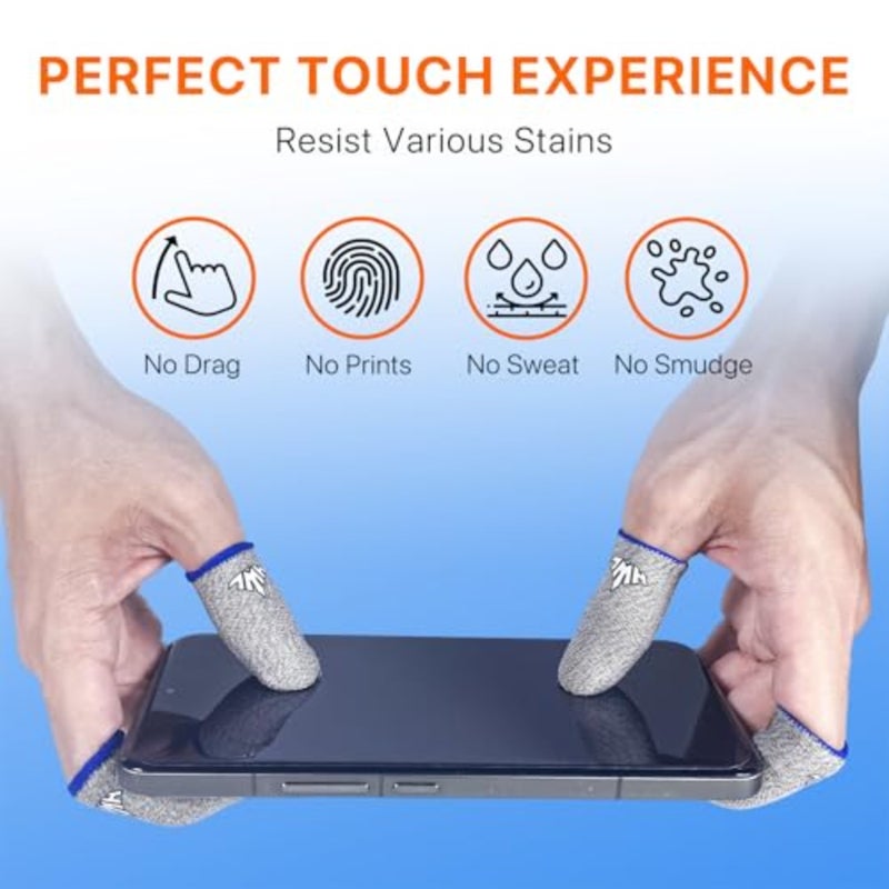 JWH Ultra-Thin Silver Fiber Gaming Finger Sleeves, White Thumb Sleeves Mobile Gaming Cots, 6 Pack Gaming Finger Gloves for PUBG, Tightly Woven Wire, Silky and Sweat-Proof, Fundas para Dedos Gamer - Image 5