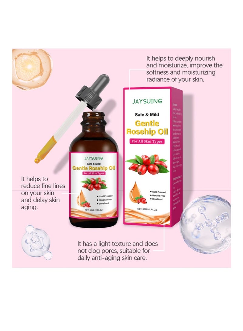 جايسوينغ زيت بذور ثمر الورد للوجه، زيت ثمر الورد الطبيعي غير المكرر، معصور على البارد، للبشرة، مضاد للشيخوخة، الندبات، مرطب للشعر، تدليك غوا شا، الأظافر - Image 5