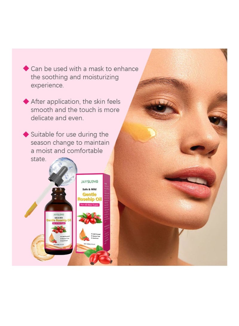جايسوينغ زيت بذور ثمر الورد للوجه، زيت ثمر الورد الطبيعي غير المكرر، معصور على البارد، للبشرة، مضاد للشيخوخة، الندبات، مرطب للشعر، تدليك غوا شا، الأظافر - Image 2