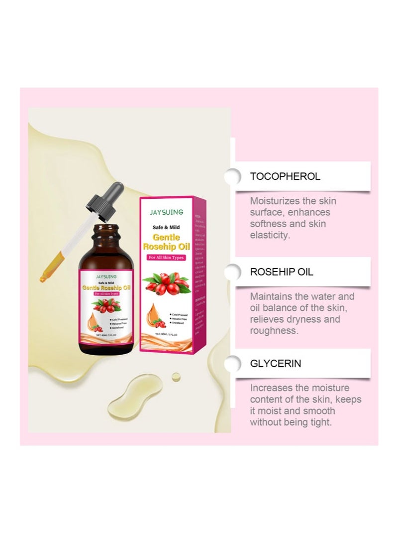 جايسوينغ زيت بذور ثمر الورد للوجه، زيت ثمر الورد الطبيعي غير المكرر، معصور على البارد، للبشرة، مضاد للشيخوخة، الندبات، مرطب للشعر، تدليك غوا شا، الأظافر - Image 3