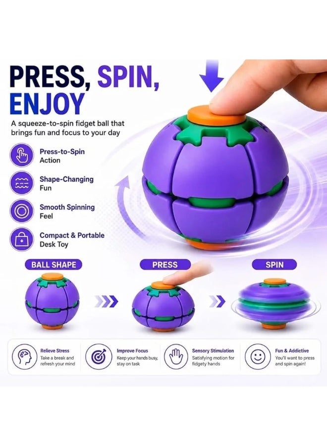 كرة "فيجت سبينر" (Fidget Spinner) لتخفيف التوتر، كرة دوارة قابلة للضغط والدوران بزاوية 360 درجة، كرة حسية دوارة مطبوعة بتقنية ثلاثية الأبعاد لتخفيف التوتر، لعبة ممتعة للبالغين ومناسبة للمكتب أو المدرسة (اللون: أزرق) - Image 1