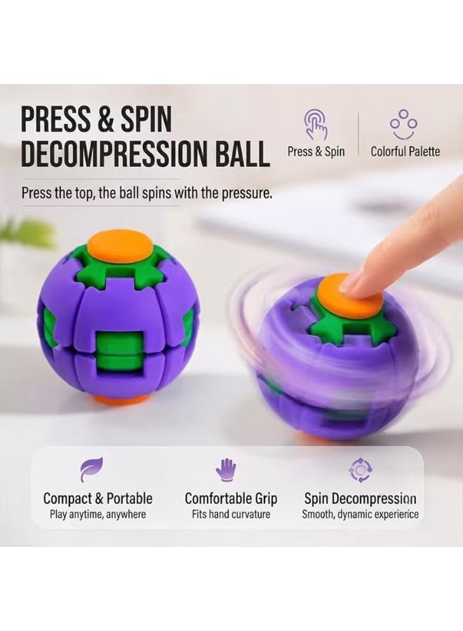 كرة "فيجت سبينر" (Fidget Spinner) لتخفيف التوتر، كرة دوارة قابلة للضغط والدوران بزاوية 360 درجة، كرة حسية دوارة مطبوعة بتقنية ثلاثية الأبعاد لتخفيف التوتر، لعبة ممتعة للبالغين ومناسبة للمكتب أو المدرسة (اللون: أزرق) - Image 4