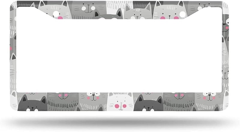 Beabes Cats License Plate Frame Grey White Black Car Frames, License Plates Holder， Pet Funny Animal Kitten License Plate Cover Aluminum Metal Frames for Women Men Auto Decoration - Image 2