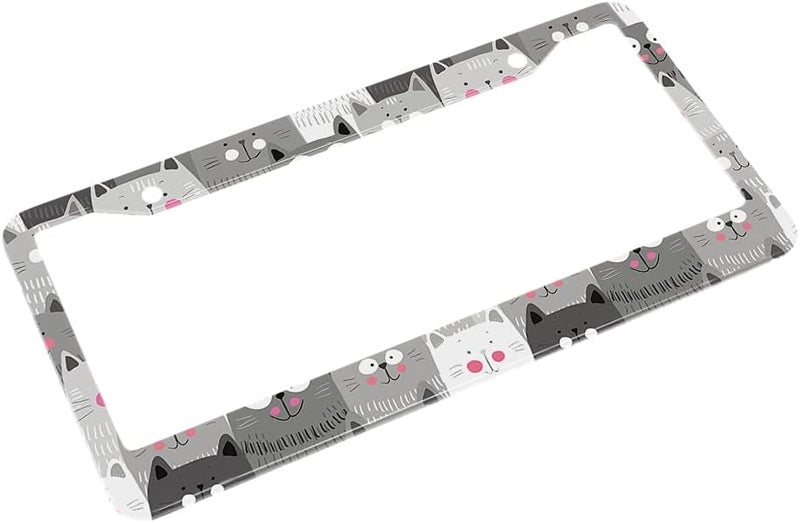 Beabes Cats License Plate Frame Grey White Black Car Frames, License Plates Holder， Pet Funny Animal Kitten License Plate Cover Aluminum Metal Frames for Women Men Auto Decoration - Image 4
