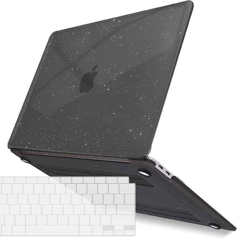 I Benzer Compatible with New MacBook Air 13 inch Case 2022 2021 2020 M1 A2337 A2179 A1932, Plastic Hard Shell Case with Keyboard Cover for Mac Retina Display with Touch ID, Star Black, AT13-S-BK+1 - Image 1