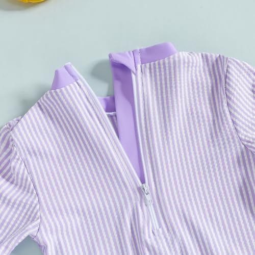 Socutebabe Baby Girl Swimsuit Baby Girls Long Sleeve One Piece Swimsuit Romper with Hat Bathing Suit Beach Rash Guard (G-T-Purple, 6-12 Months) - Image 5
