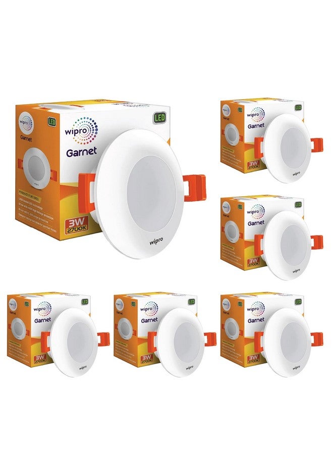 wipro Garnet 3W Led Mini Downlight for Home & Cabinet| Warm White (2700K) | Compact Design with 120° Beam Angle | Recessed Down Light for False Ceiling | Cutout-2.3 Inch | Pack of 6 - Image 1