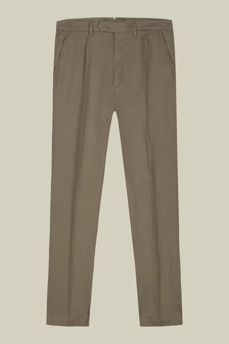 Doppelganger Beige Men's trousers with two small pleats and concealed button - Beige for Men | Best Price UAE