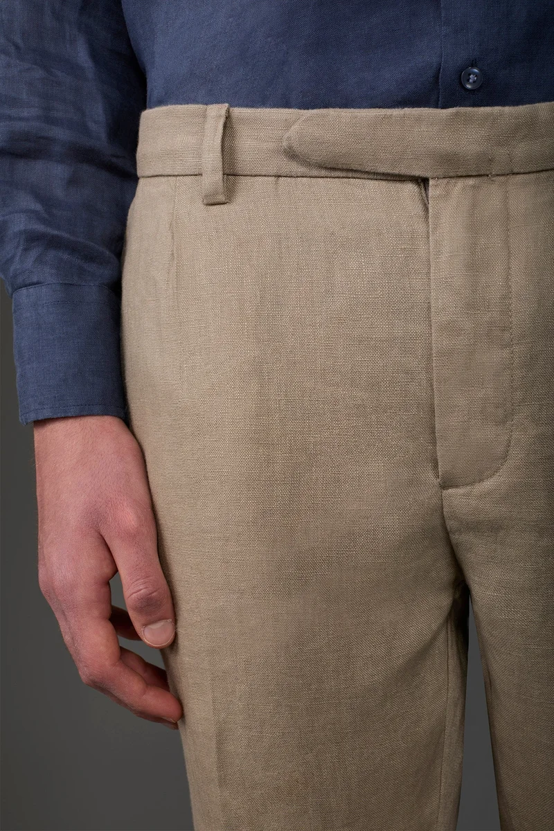 Doppelganger Beige Men's trousers with two small pleats and concealed button - Beige for Men | Best Price UAE