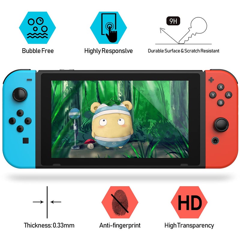 daydayup [3 Pack] Tempered Glass Screen Protector Compatible with Nintendo switch - Transparent HD Clear Anti-Scratch Screen Protector Skin Set for Nintendo Switch - Image 2