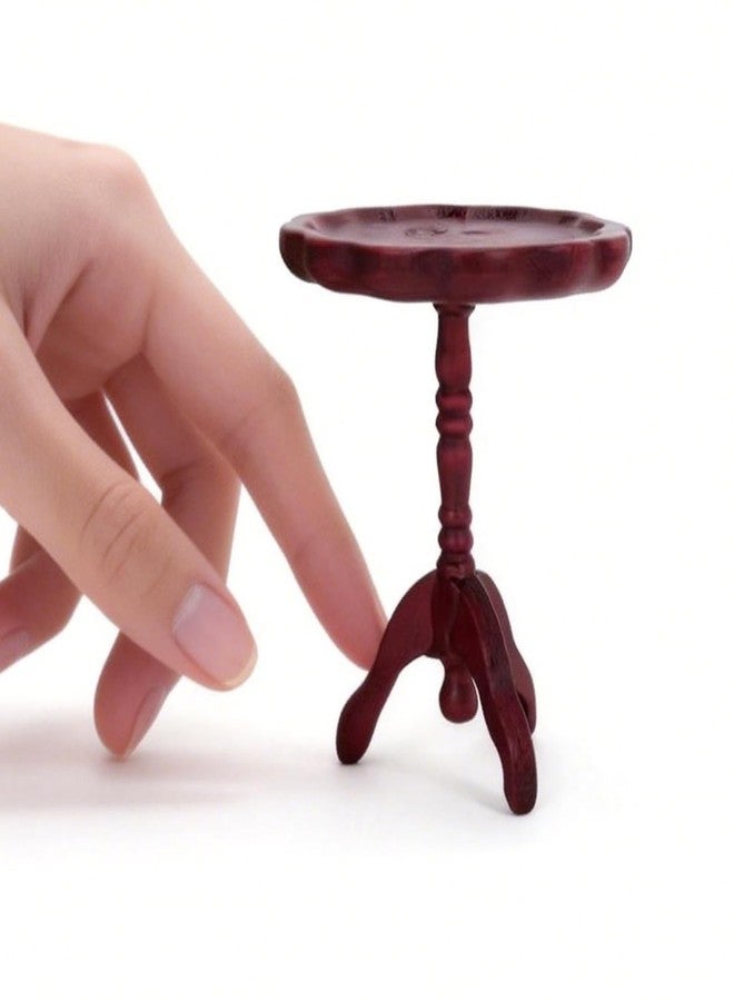 CHAMBERY 1:12 Scale Miniature End Table Wooden Round Side Table Dollhouse Furniture Accessories, Red - Image 3