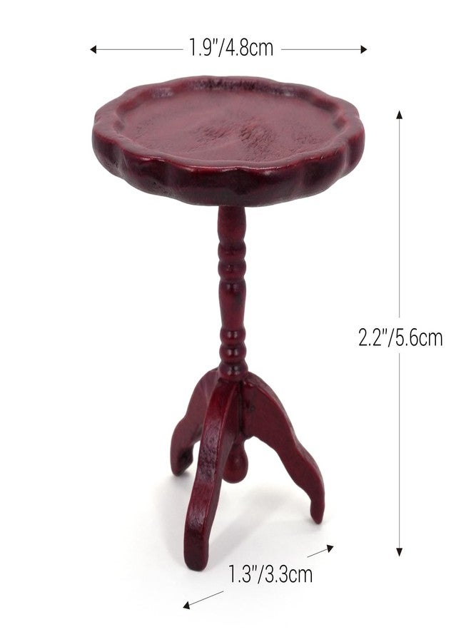 CHAMBERY 1:12 Scale Miniature End Table Wooden Round Side Table Dollhouse Furniture Accessories, Red - Image 2