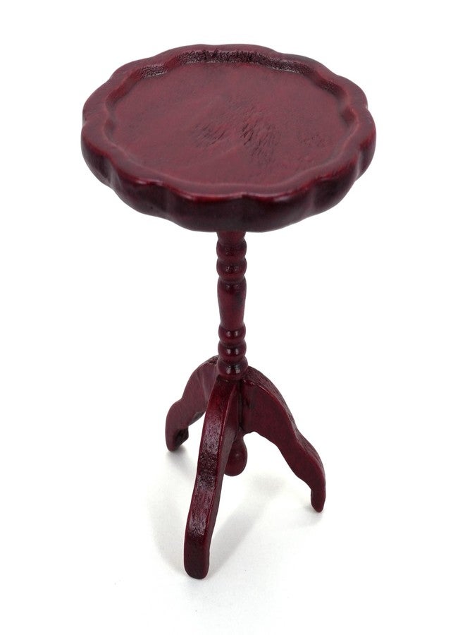 CHAMBERY 1:12 Scale Miniature End Table Wooden Round Side Table Dollhouse Furniture Accessories, Red - Image 1