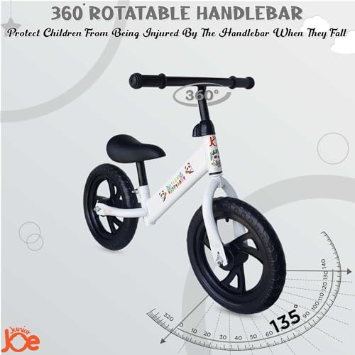 JUNIOR JOE Kids Balance Bicycle Without Pedal Cycle for for 1.5 to 3 Year Baby (White, Black MAG Wheel) - Image 5