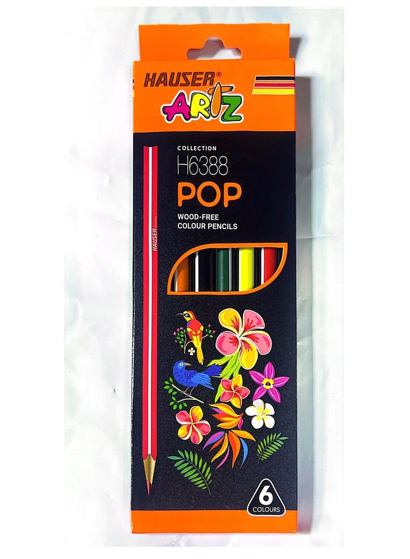 Hauser Artz Pop Wood Free Color Pencils Pack Of 6