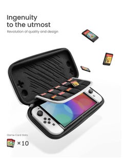 توم توك Tomtoc حقيبة حمل لجهاز Nintendo Switch OLED موديل OLED كم واقٍ رفيع مع 10 خراطيش ألعاب للسفر حقيبة حمل بيضاء  - Image 4