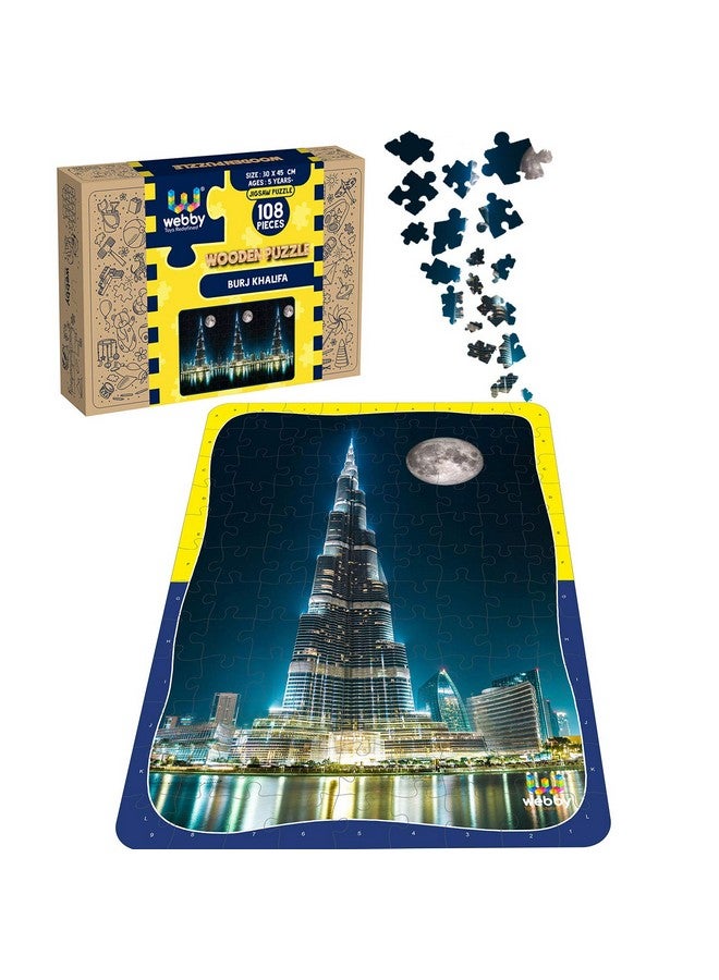 Webby Burj Khalifa Wooden Jigsaw Puzzle, 108 Pieces, Multicolor - Image 1