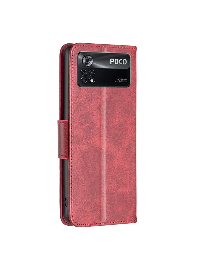 erorex Case For Xiaomi Poco M4 Pro 5G Lambskin Texture Pure Color Flip Leather Phone Case - Image 3