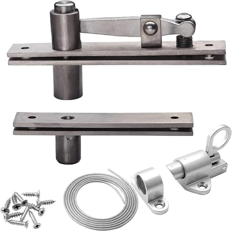 TamBee Hidden Bookcase Hinges Pivot Door Hinge with Lock Hidden Door Hinges for Secret Door 304 Stainless Steel with Spring Latch Lock and Cable - Image 1