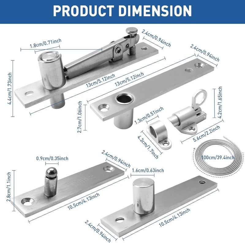 TamBee Hidden Bookcase Hinges Pivot Door Hinge with Lock Hidden Door Hinges for Secret Door 304 Stainless Steel with Spring Latch Lock and Cable - Image 2