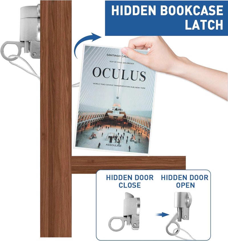 TamBee Hidden Bookcase Hinges Pivot Door Hinge with Lock Hidden Door Hinges for Secret Door 304 Stainless Steel with Spring Latch Lock and Cable - Image 3