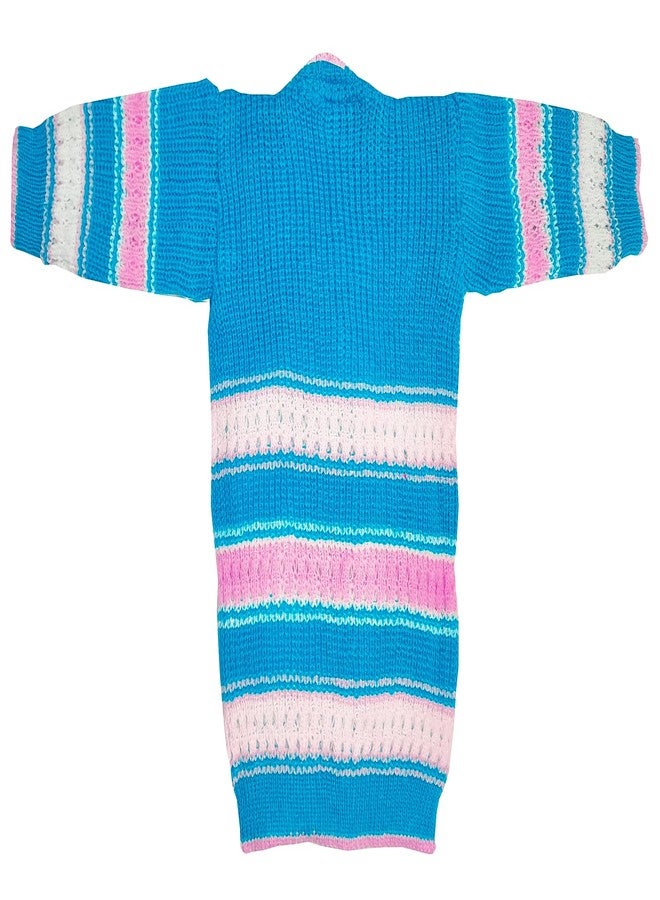 little PANDA Baby-Boys, Firoji Sweater Woollen Full Sleeves, V Neck Sweater Top, Bottom, Cap & Booties Set (0-3 Months, Blue Firoji) - Image 5