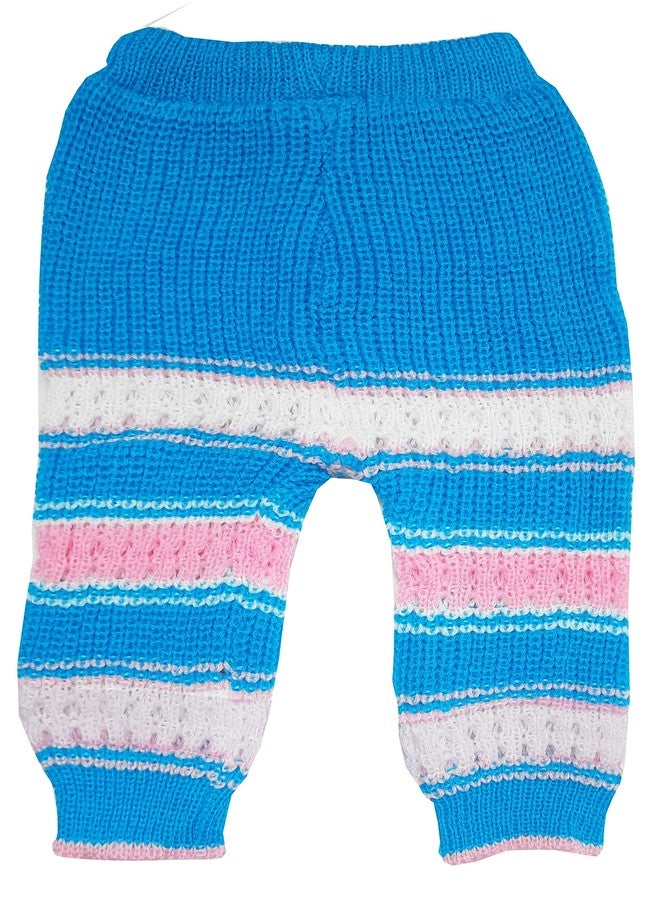 little PANDA Baby-Boys, Firoji Sweater Woollen Full Sleeves, V Neck Sweater Top, Bottom, Cap & Booties Set (0-3 Months, Blue Firoji) - Image 4