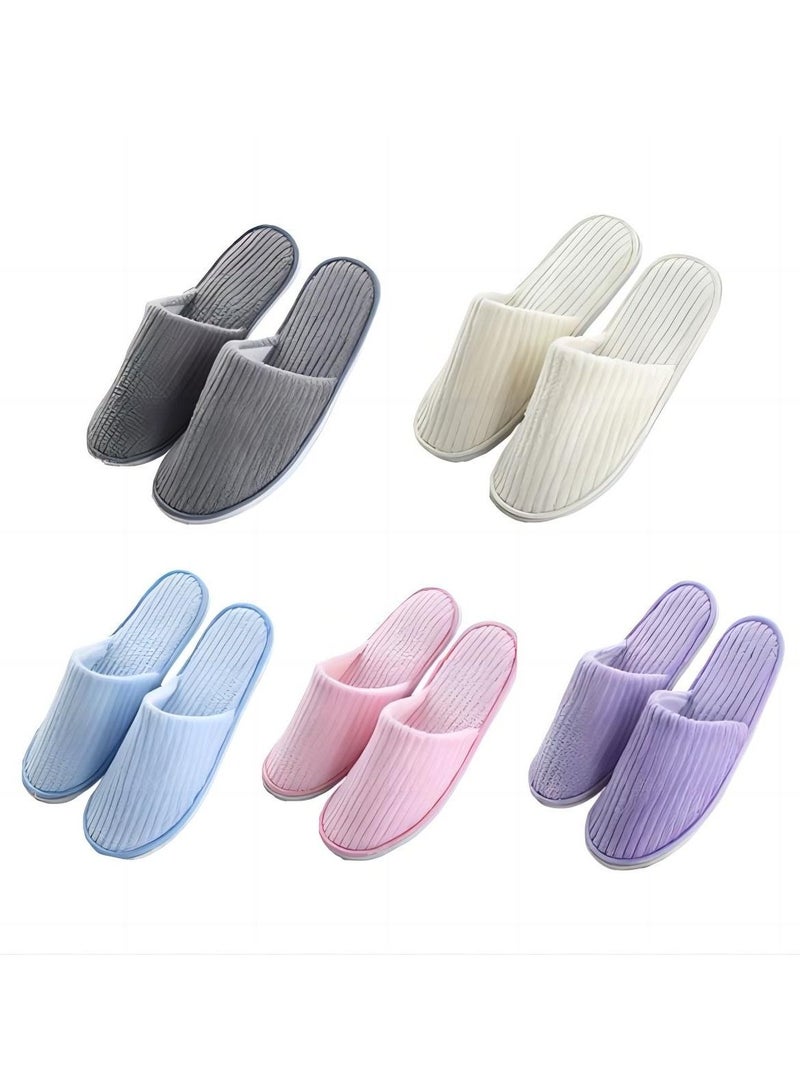 Excefore 5 Pairs  SPA Slippers Guest Slippers Dispossible Hotel Slippers Soft Fleece Women Men House Slippers in Salons Bathoom Party Washable Mixed Multi-Color Slippers - Image 1