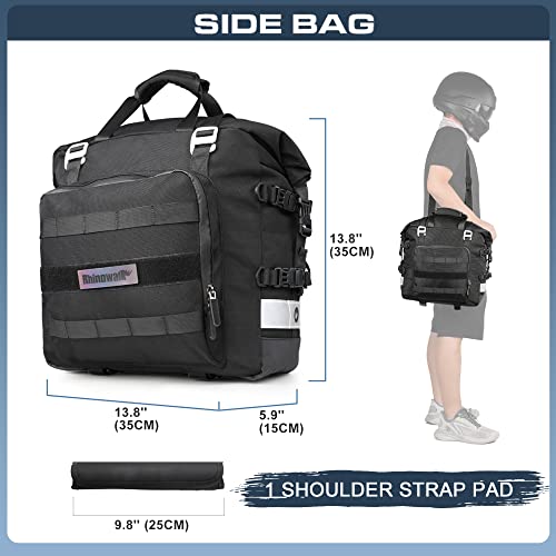 Rhinowalk Waterproof Motorcycle Saddlebags Luggage Bags 20-25L Quick Release for Adventure & Sport Bikes, Black (1 Pack) - Image 2