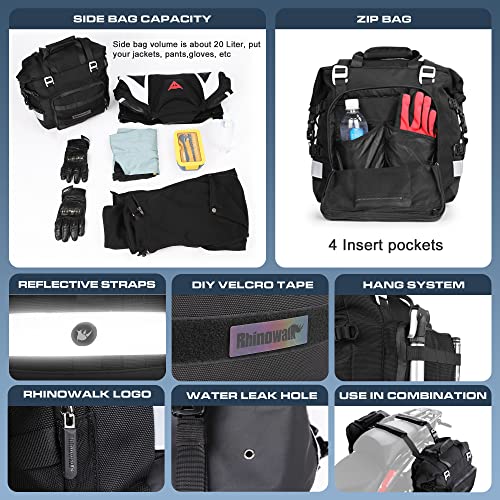 Rhinowalk Waterproof Motorcycle Saddlebags Luggage Bags 20-25L Quick Release for Adventure & Sport Bikes, Black (1 Pack) - Image 4