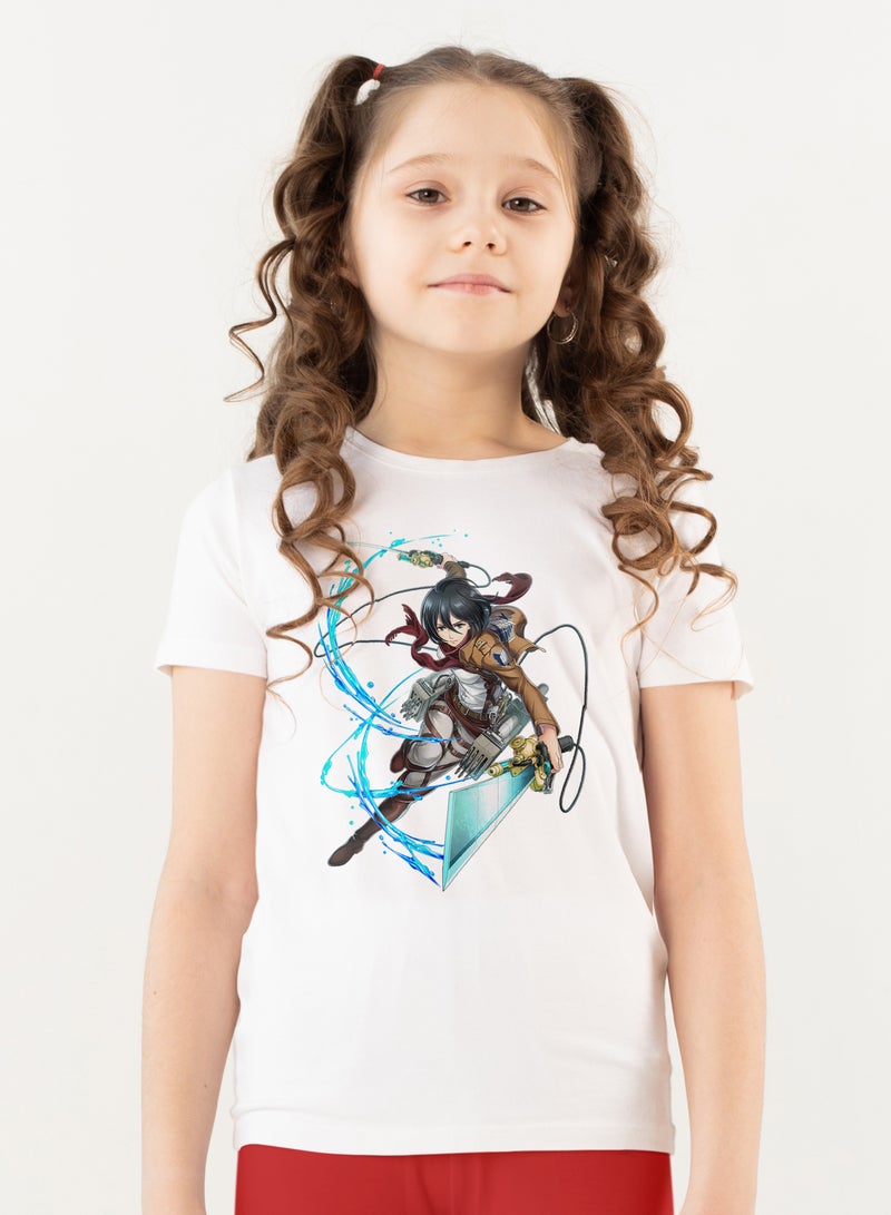 Fashion World Cotton T-shirt Printed with High-quality Anime Attack on Titan Mikasa - Image 1