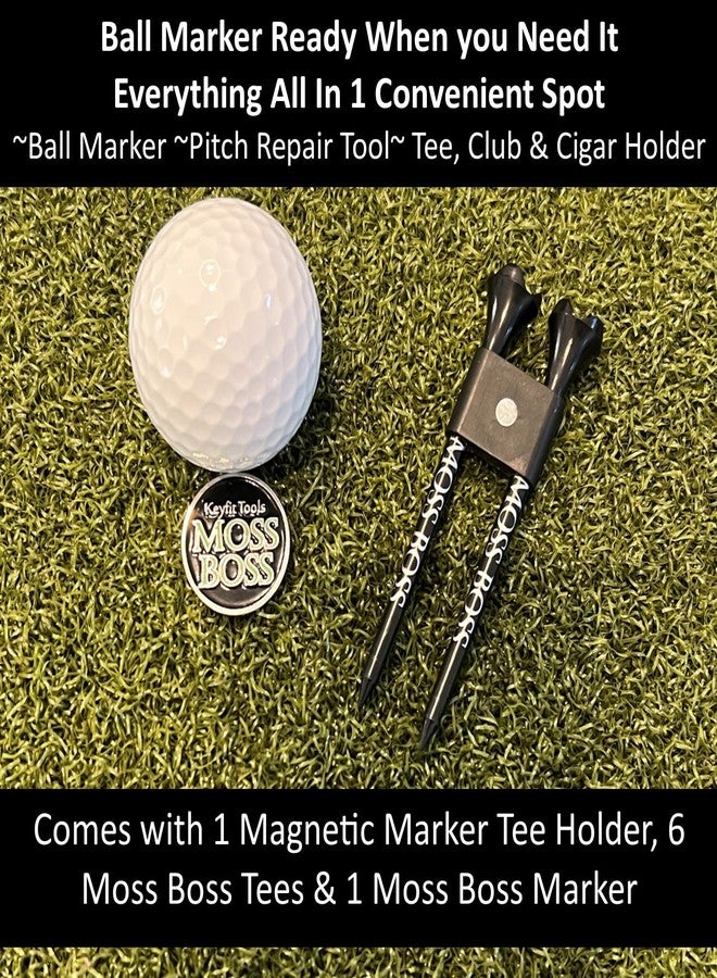 Keyfit Tools Moss Boss Golf Divot Repair Tool Ball Mark 4 in 1 Tool Uses 2 Tees & A Ball Marker As A Repair Tool ~Save Space in Your Pocket ~No Need to Carry a Divot Tool ~Club Holder - Image 4