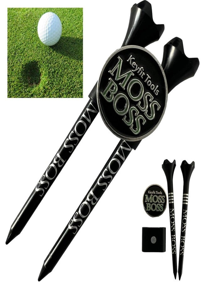 Keyfit Tools Moss Boss Golf Divot Repair Tool Ball Mark 4 in 1 Tool Uses 2 Tees & A Ball Marker As A Repair Tool ~Save Space in Your Pocket ~No Need to Carry a Divot Tool ~Club Holder - Image 1
