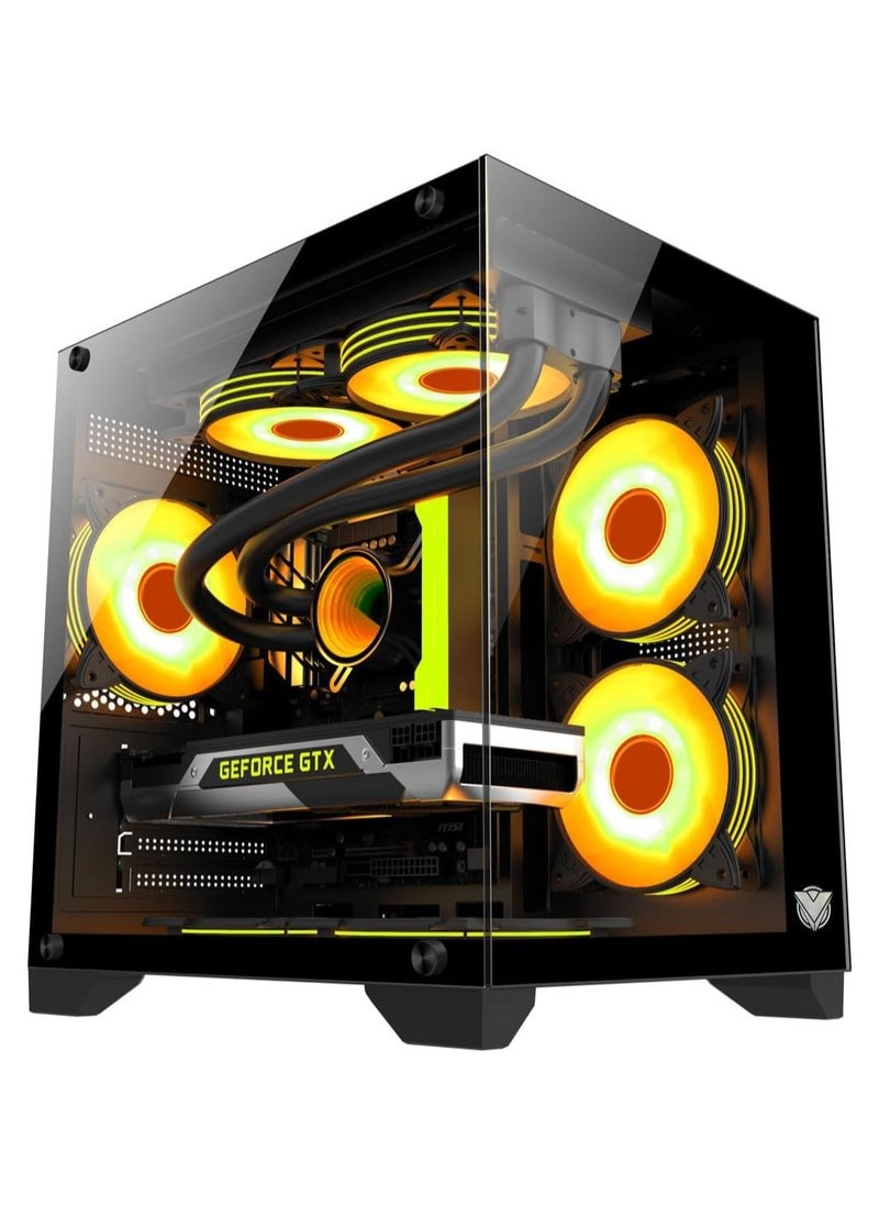 ASA - ASA ICE CUBE Ice Cube Gaming Mini PC Case, Tempered Glass Mini PC Case with USB 3.0 x 1.USB 2.0x2 Port (Hub Connector Included) - Image 1