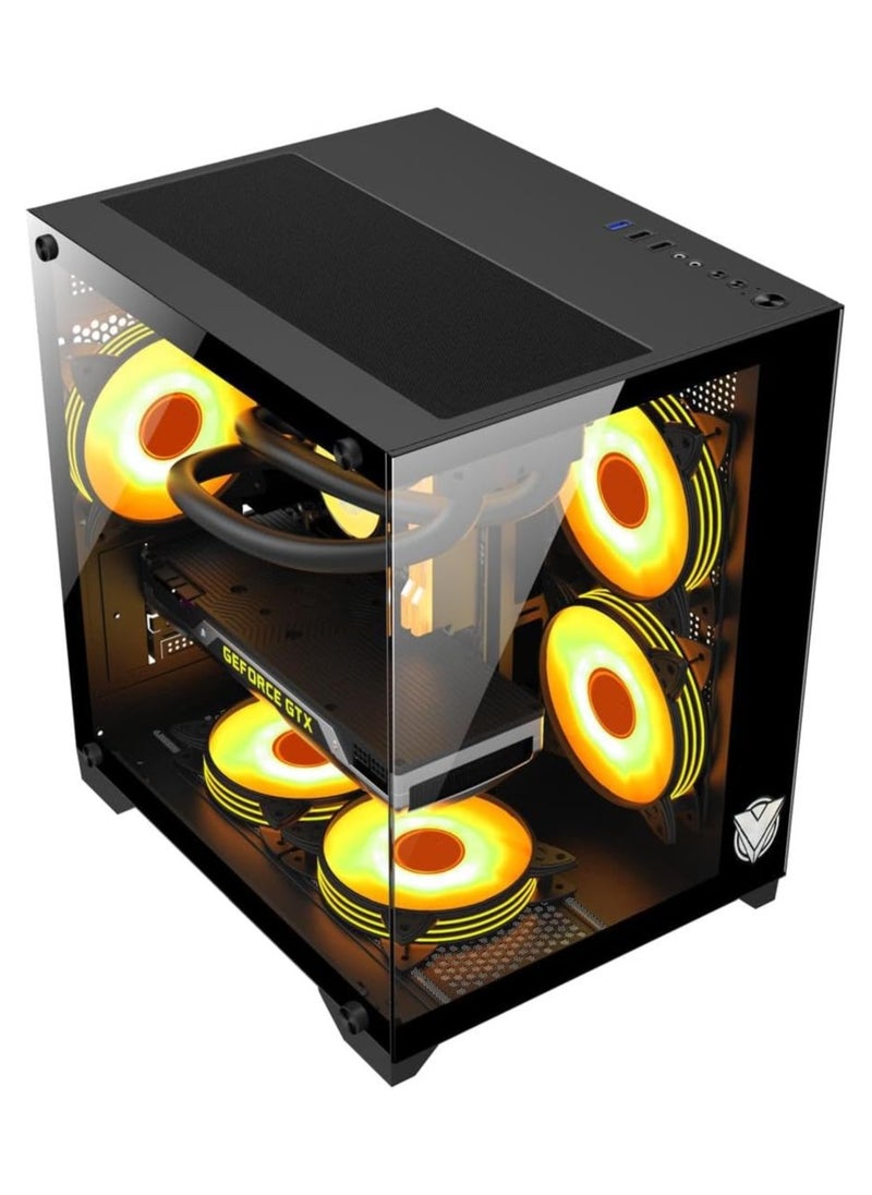 ASA - ASA ICE CUBE Ice Cube Gaming Mini PC Case, Tempered Glass Mini PC Case with USB 3.0 x 1.USB 2.0x2 Port (Hub Connector Included) - Image 1