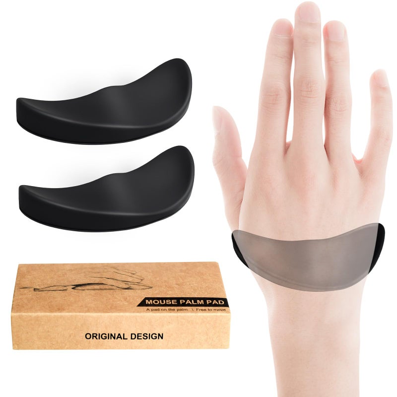 JIKIOU Right-Handed Truly Ergonomic Wrist Rest for Mouse 2 Pack, Carpal Tunnel Support, Pain Relief, Anti-Fatigue, Easy Glide, Office Computer Laptop Gaming Black - Image 1