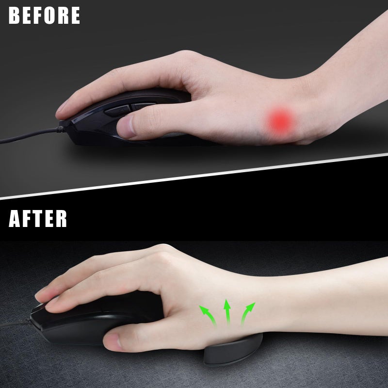 JIKIOU Right-Handed Truly Ergonomic Wrist Rest for Mouse 2 Pack, Carpal Tunnel Support, Pain Relief, Anti-Fatigue, Easy Glide, Office Computer Laptop Gaming Black - Image 5