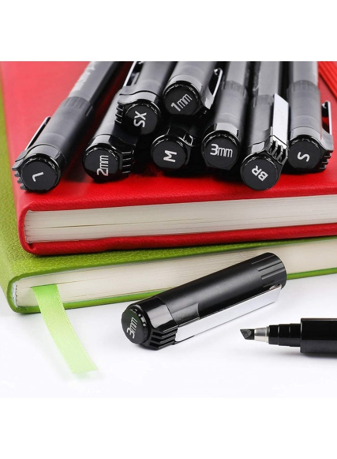 Micro Calligraphy Brush Pen, Hand Lettering Pens, Art Markers Brush Pens for Beginners Writing, Sketching, Art Drawing, Illustration, Scrapbooking, Journaling, Black Ink Pen Set, 8 Sizes - Image 3