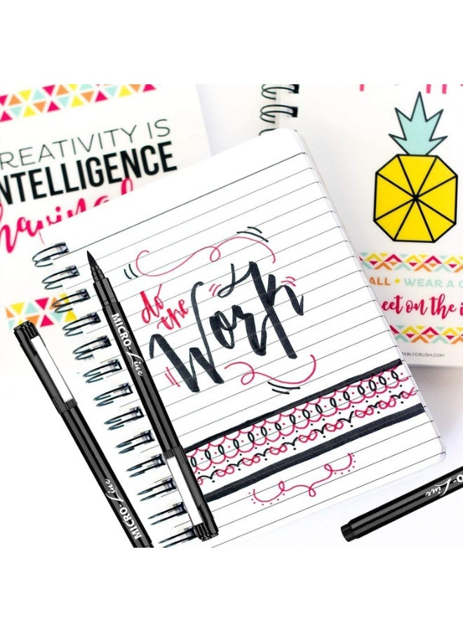 Micro Calligraphy Brush Pen, Hand Lettering Pens, Art Markers Brush Pens for Beginners Writing, Sketching, Art Drawing, Illustration, Scrapbooking, Journaling, Black Ink Pen Set, 8 Sizes - Image 4