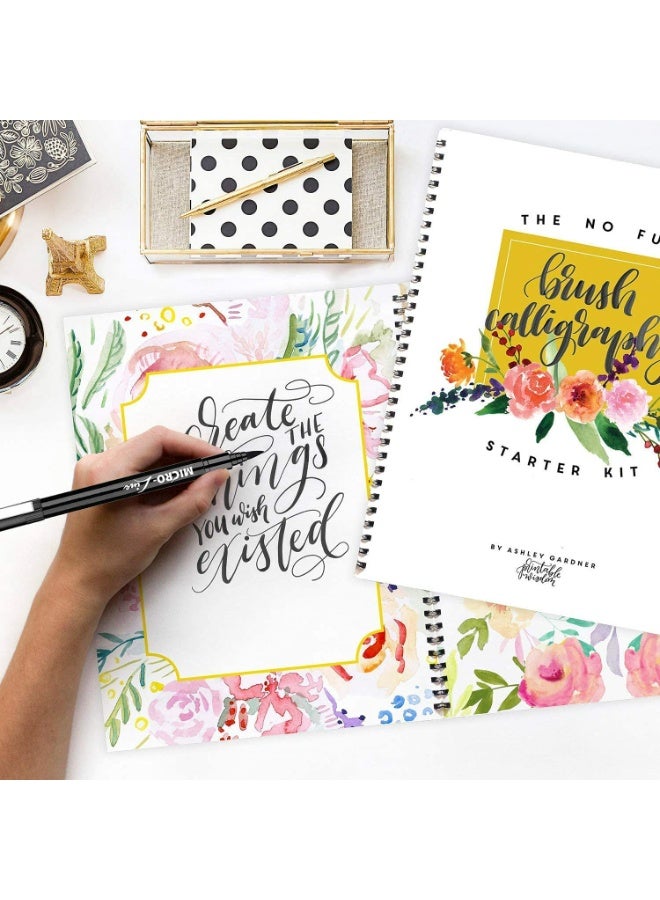 Micro Calligraphy Brush Pen, Hand Lettering Pens, Art Markers Brush Pens for Beginners Writing, Sketching, Art Drawing, Illustration, Scrapbooking, Journaling, Black Ink Pen Set, 8 Sizes - Image 5