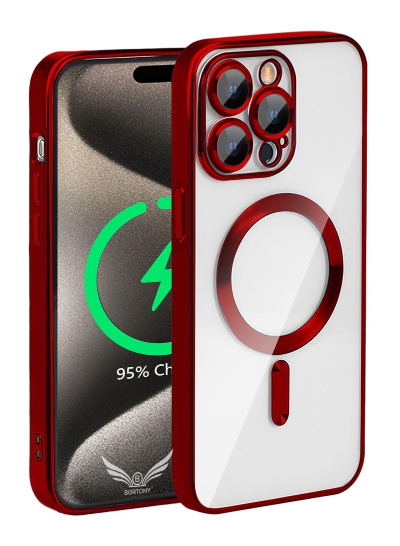 BORTONY iPhone 15 Pro Case, Compatible with MagSafe,【Military-Grade Protection】Built-in Camera Lens Protector, Luxury Plating TPU Ultra Slim, Magnetic Cover for iPhone 15 Pro 6.1inch Clear - Image 1