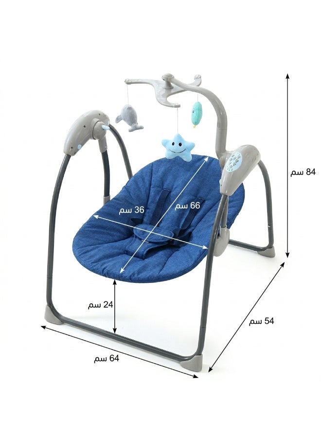 MiniMe Electric Baby Swing & Bouncer | Soothing Swing Motion, Built-In Music, Toy Mobile | Adjustable Recline, Lightweight 5kg | Safe 5-Point Harness | BPA-Free Plastic & Soft Fabric  | 0-24 Months blue - Image 5