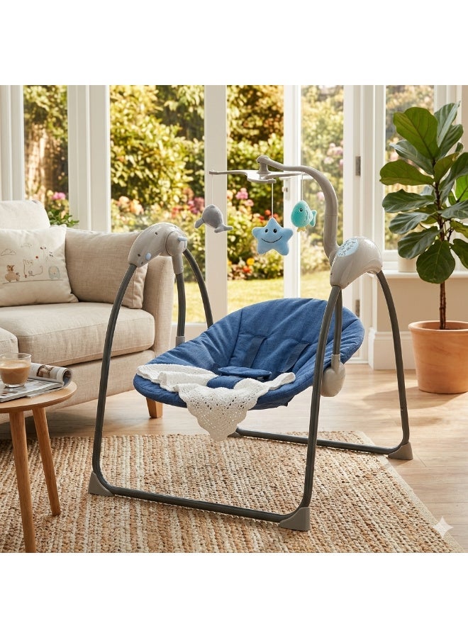 MiniMe Electric Baby Swing & Bouncer | Soothing Swing Motion, Built-In Music, Toy Mobile | Adjustable Recline, Lightweight 5kg | Safe 5-Point Harness | BPA-Free Plastic & Soft Fabric  | 0-24 Months blue - Image 3