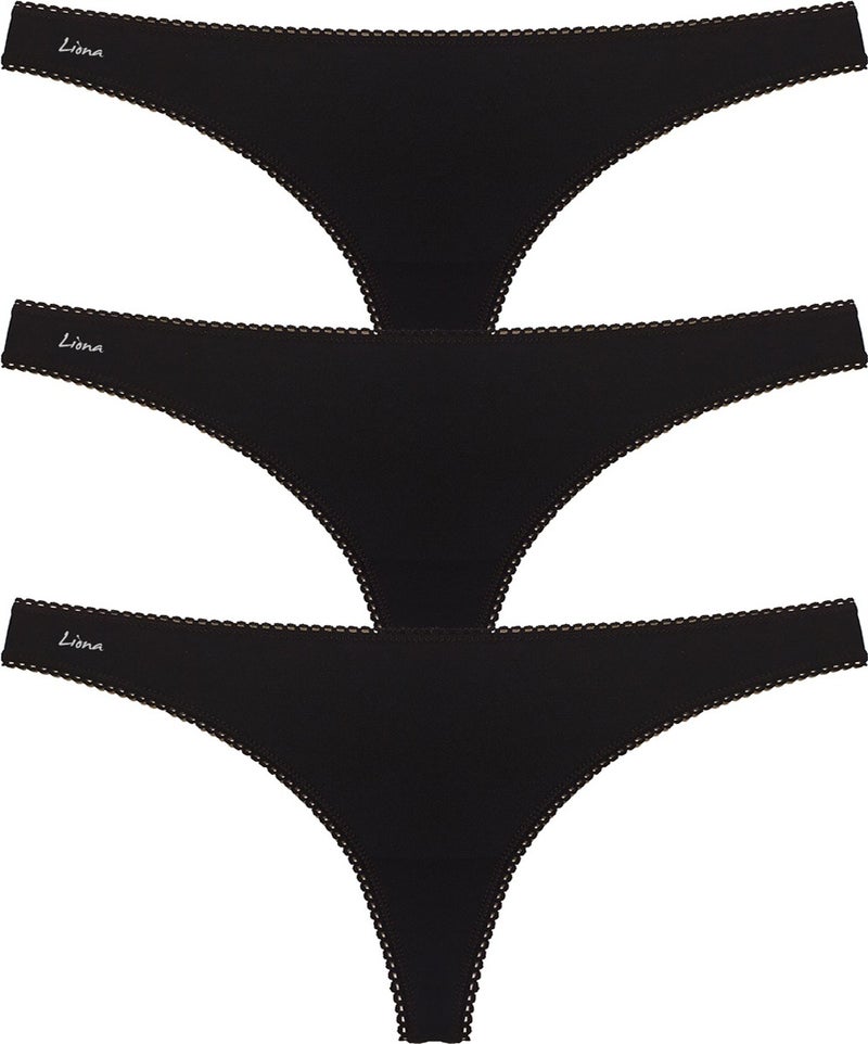 Liona 3 Pack Black Color Women's G String  - Image 1
