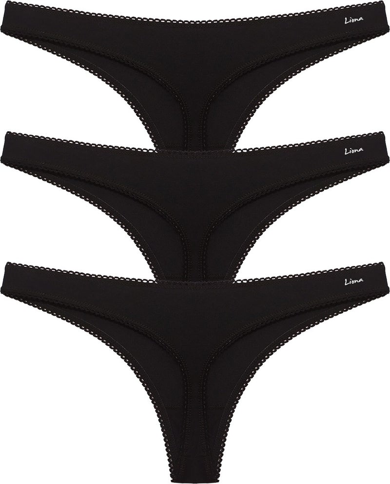 Liona 3 Pack Black Color Women's G String  - Image 3