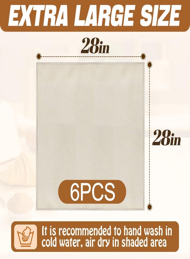 ANPHSIN 6Pcs 28"x28" Large Tea Towels for Sourdough Bread Baking - 100% Cotton Unbleached Reusable Flour Sack Towels, Proofing Cloth Supplies for Baguettes, Loaves, Ciabatta Dough Rising - Image 5