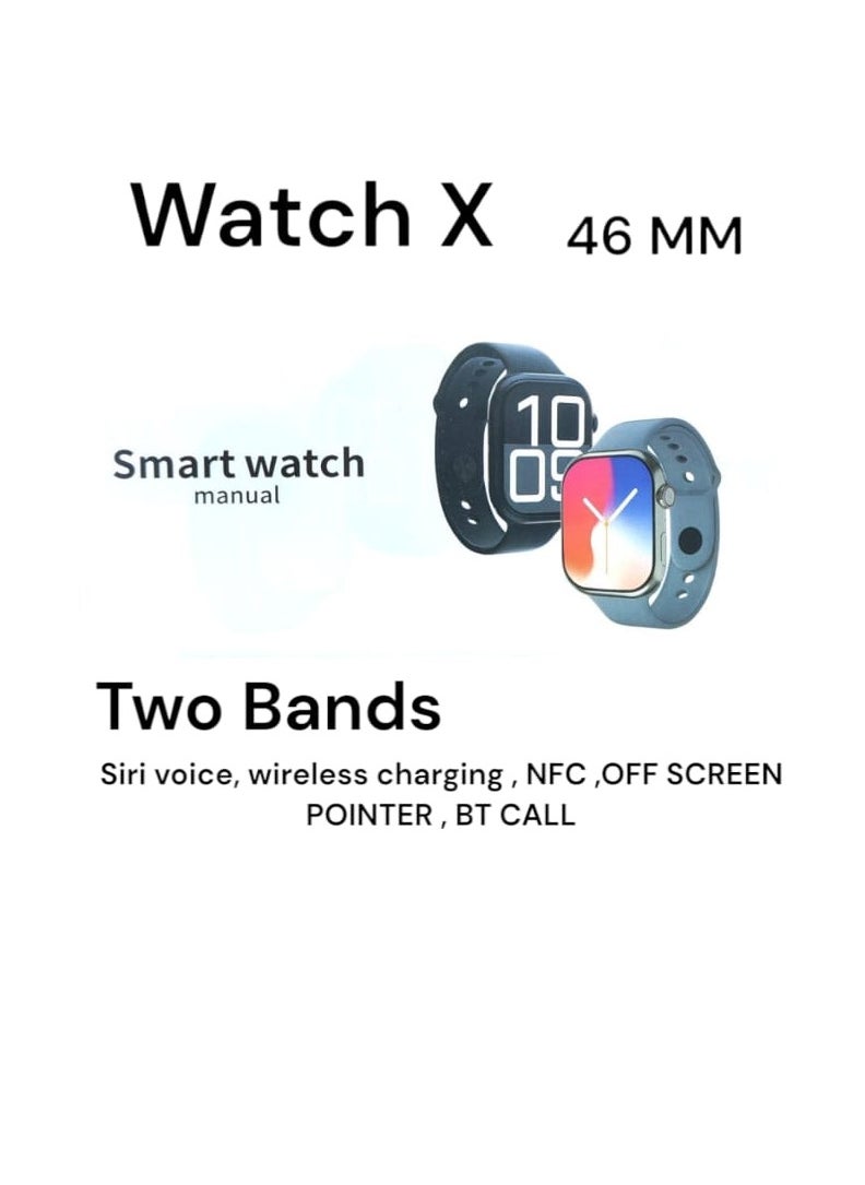 Generic - Watch X 10 Edition Smartwatch - AMOLED Display, Wireless Charging, NFC, BT Call, Siri Support, 2 Bands Included" - Image 1