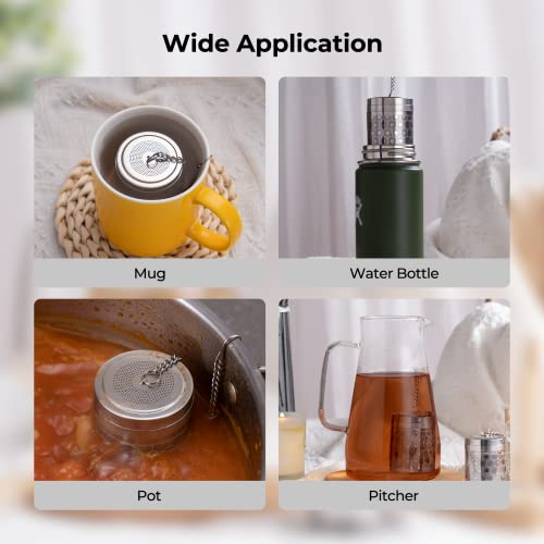 Reinmoson 2 Pack Reinmoson Large Tea Infuser for Loose Tea & Spice Infuser for Cooking, Extra Fine Mesh Large Tea Strainers, 304 Stainless Steel Loose Leaf Tea Steeper for Black Tea, Rooibos, etc - Image 5