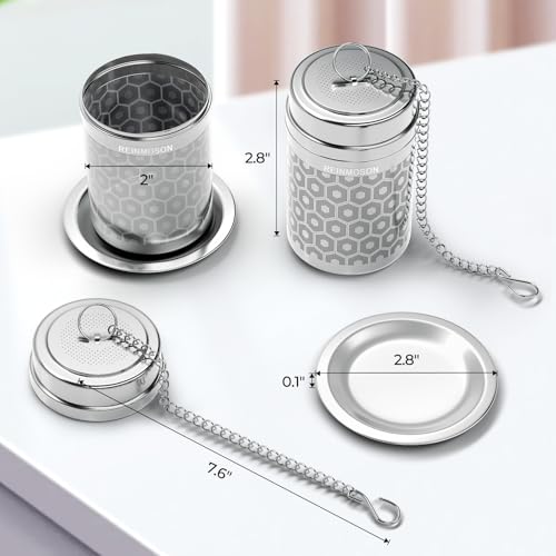 Reinmoson 2 Pack Reinmoson Large Tea Infuser for Loose Tea & Spice Infuser for Cooking, Extra Fine Mesh Large Tea Strainers, 304 Stainless Steel Loose Leaf Tea Steeper for Black Tea, Rooibos, etc - Image 2